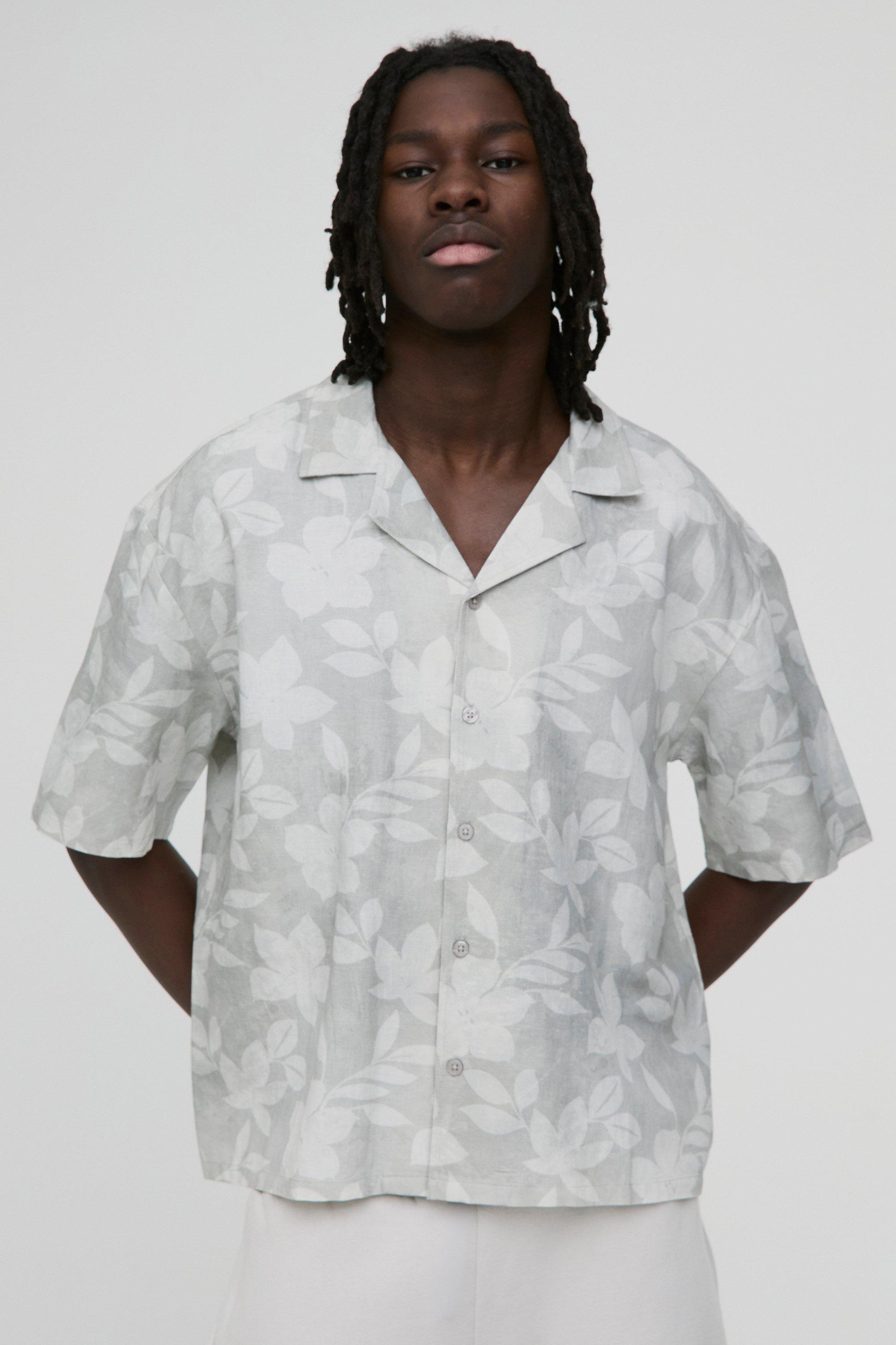 boohoo MAN オーバーサイズ 半袖 ボタン シャツ 花柄 ワイシャツ Men's Floral Shirts | Inc Blue, Pink & Short Sleeve